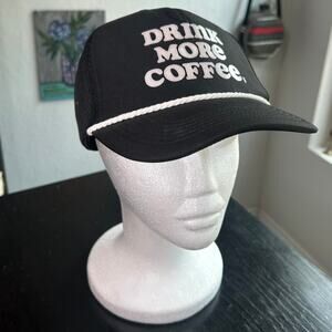 Dutch Bros- Rope Hat Black and White Mesh Snapbacl "drink more coffee" skater
